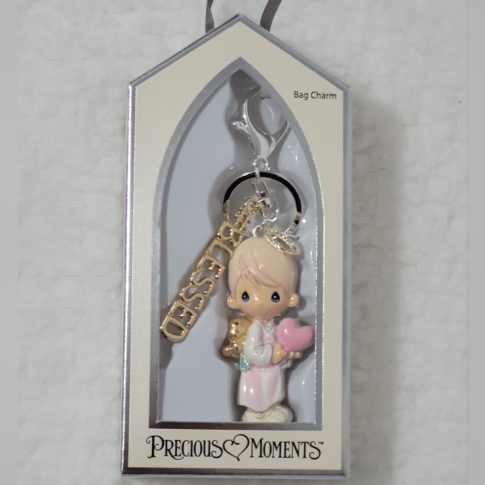 Precious Moments Pink Angel Bag Charm With BLESSED tag